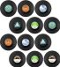 Unyqoos® Retro CD-onderzetters – Set van 12, antislip, geïsoleerde onderzetters voor drankjes, gemaakt van voedselveilig plastic, diameter ongeveer 4,1 inch, vert