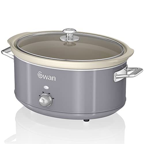 Swan Retro SF17031GRNEW Slow Cooker - 6.5L - Vintage Design - Grey - 320W