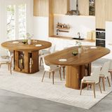 STILVORA Uitschuifbare Eettafel - Rond Naar Ovaal - MDF - 118-158x118x77 Cm - Walnoot