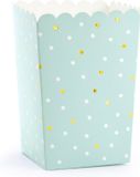 Partydeco Popcorn/snoep bakjes - 6x - blauw/goud stippen - karton - 7 x 7 x 12 cm - feest uitdeel bakjes