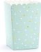 Partydeco Popcorn/snoep bakjes - 6x - blauw/goud stippen - karton - 7 x 7 x 12 cm - feest uitdeel bakjes