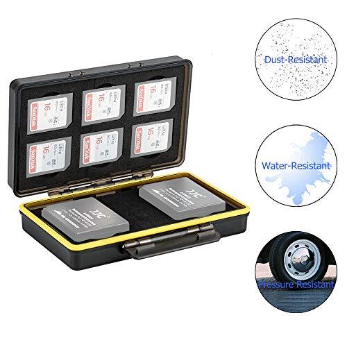 JJC Memory Card Case voor 6 SD SDHC SDXC Kaarten + 2 sleuven voor Fuji Fujifilm NP-W126 NP-W126S Batterijen op X-T3 X-T30 X-T100 X-A5 X-H1 X100F X-A10 X-Pro2 X-T2 X-T1 X-T20 X-T20 10 X-EP 3 E2