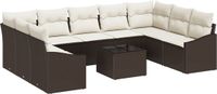 vidaXL Salon de jardin 9 pièces polyrattan marron et crème