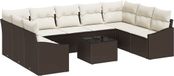 vidaXL Salon de jardin 9 pièces polyrattan marron et crème