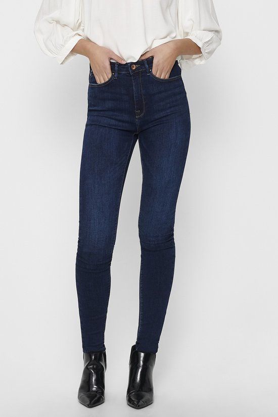 ONLY ONLPAOLA High Waist Skinny Jeans - Dark Blue Denim - Women's Size L/L30