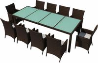 vidaXL 11-delige Tuinset met kussens, polyrattan, bruin