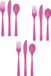 Unique Party Set de couverts - 12 personnes - plastique réutilisable - rose