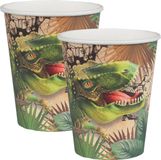 Santex Gobelets jetables de fête - Dinosaurus - 20x Pièces - 270 ml - Brun/Vert - Carton