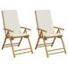 vidaXL Tuinstoel Terras Gecapitonneerde zitting Bamboo Crème, Wit (2 stuks)