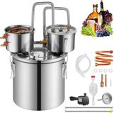 VEVOR Alcoholdestillatiesysteem 11,4l Destillatieapparaat Dubbele Condensor Zilver