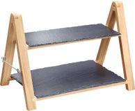 Westmark Etagère met 2 niveaus, leisteen/grenen, antraciet/lichtbruin