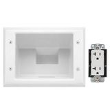 DATACOMM ELECTRONICS 45-0072-WH Commerciële Grade Verzonken AV/HDMI-kabel Verbergen Plaat met 20 Amp Dual Power Receptacle