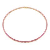 Swarovski Matrix Tennisketting, Ronde slijpvorm, Roze, Goudkleurige toplaag