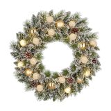 Black box Kaprun LED Wreath Green Frosted Gold Warm White 15L 120 Tips B/O H13xD60 cm Artificial Christmas Tree Black Box