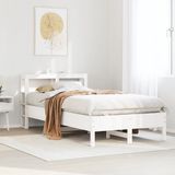 vidaXL Bedframe - Massief Grenenhout - Wit - 120x200 cm