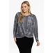 YOEK top met dierenprint grijs/zwart