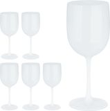 Merkloos Relaxdays Wijnglazen Kunststof Set van 6 Onbreekbaar BPA-Vrij 400 ml Wit