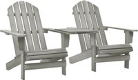 vidaXL Adirondack Tuinstoelen met Tafeltje Massief Vurenhout Grijs