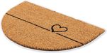 Voetmat Bol Voetmat kokos hart lijnen design halfrond – schoonloop 40 x 60 cm – deurmat binnen – antibacteriële kokosmat – natuurlijk materiaal