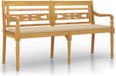 vidaXL Batavia Bankje - 150 cm - Beige Kussen - Teakhout