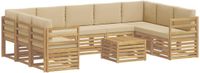 vidaXL Buiten bankenset 10 st Wit en Beige Polyester