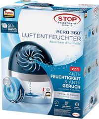 Pattex 2160520 AERO 360º Luftentfeuchter, ultra-absorbierender Raumluftentfeuchter, hilft Kondensation, Schimmel- und Mehltaugerüche zu verhindern, nachfüllbarer Raumluftentfeuchter, 1 Einheit inkl. ,1 Gerät + 1 x 450 g Tablette,Blau-transparent
