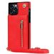 Oynyiqi Rood Crossbody Ritsvak Kaarthouder Vierkante Case voor iPhone 11 12 13 Pro Max 7 Plus SE2020 X XS XR Nekband Schoudertas Cover