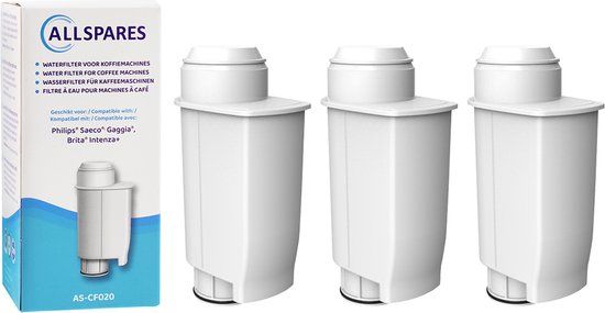 AllSpares Waterfilter (3x) - Philips / Saeco - BRITA Intenza+ - CA6702 - White