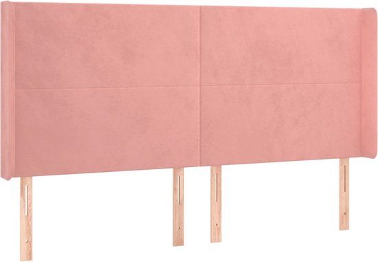 vidaXL Hoofdbord met randen 163x16x118/128 cm fluweel roze