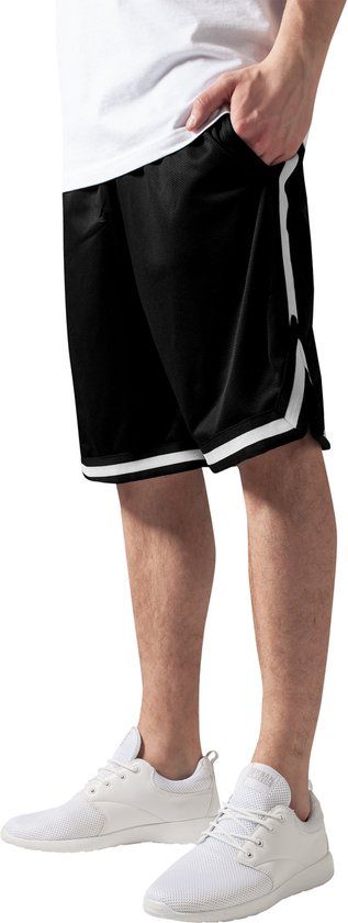 Urban Classics Stripes Mesh Heren Shorts - zwart/wit - M