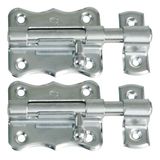 Amig Verrou de porte coulissant/Loquet - 2x - 4 x 3.8 cm - Galvanisé - Argent - Porte - Portail