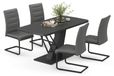 Vicco Eettafel set Fenaro Zwart 120 x 80 cm met 4 eetkamerstoelen, grijs