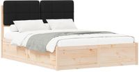vidaXL Bedframe met Gevoerde Hoofdbord Zwart 140 x 190 cm