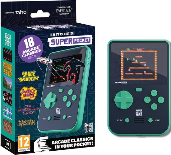 HyperMegaTech Taito - Super Pocket Gaming Handheld - 17 Games - USB-C - Evercade Compatible
