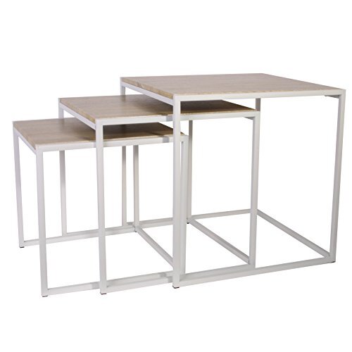 The Home Deco Factory Tables Carrée HD3846 Bois/Blanc 45 x 45 x 45 cm