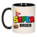 Bellatio Decorations Cadeau koffie/thee mok voor broer - zwart - super Broer - 300 ml