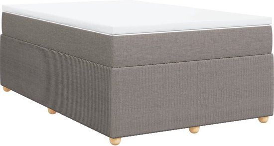 vidaXL Boxspring met matras stof taupe 120x200 cm