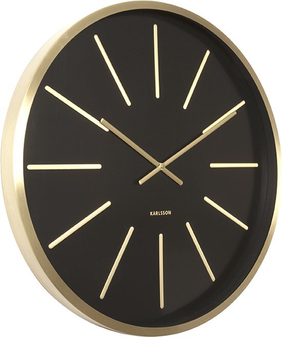 Karlsson Maxiemus Brass - Klok - Rond - Metaal - Ø60 cm - Zwart