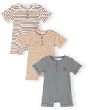 Minoti Jumpsuit Meisjes 3-pack Geribbeld Katoen - Baby Pak - Maat 74