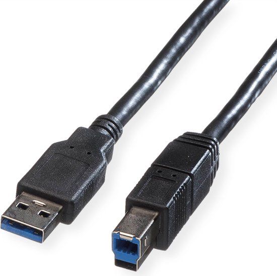 ROLINE USB 3.2 Gen 1 kabel, type A-B, zwart, 1,8 m