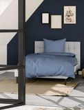 Mako Satin Linge de lit, Coton, 135x200 cm + 80x80 cm, Bleu Océan