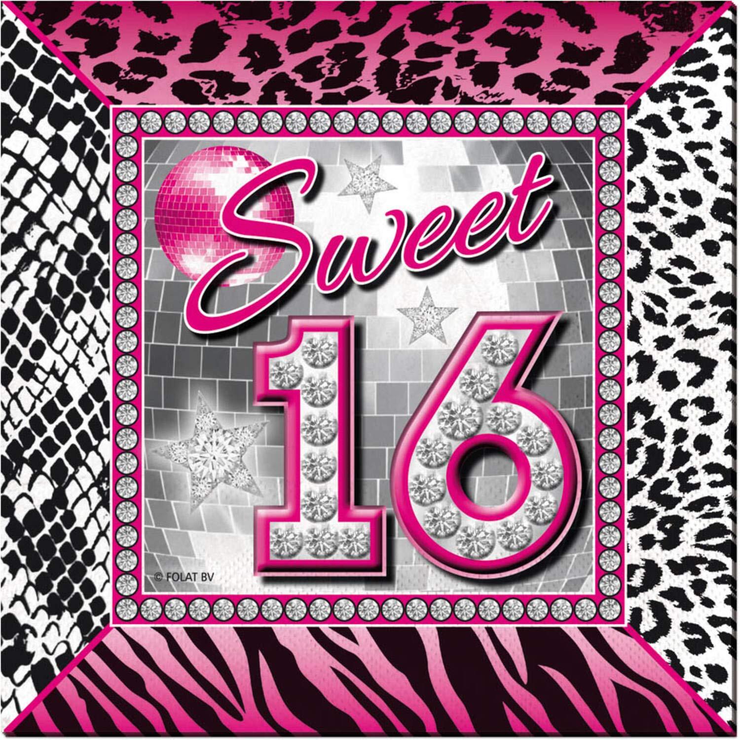 Partywinkel Sweet 16 Servetten Versiering 25x25cm 16 stuks