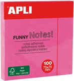 APLI Bloc-notes autocollants 75 x 75 mm, Rose fluo