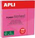 APLI Bloc-notes autocollants 75 x 75 mm, Rose fluo