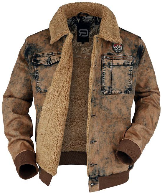 R.E.D. by EMP R.E.D. Rock-Engineered Design Bruin overgangsjasje met teddyfleece - Heren - S