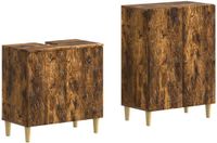 vidaXL - 2-delige - Badkamerkast - Set - DELFT - Gerookt - eiken - Bewerkt - hout
