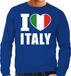 Bellatio Decorations I love Italy Supporter Sweater / Trui Heren Blauw M