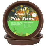 Plantenschotel 10 inch, zware grote plantenbak duurzame dikkere plastic plantenbakken voor binnen en buiten, plantenschotel, druppelbakken, bruin (25,4 cm - 3 stuks)