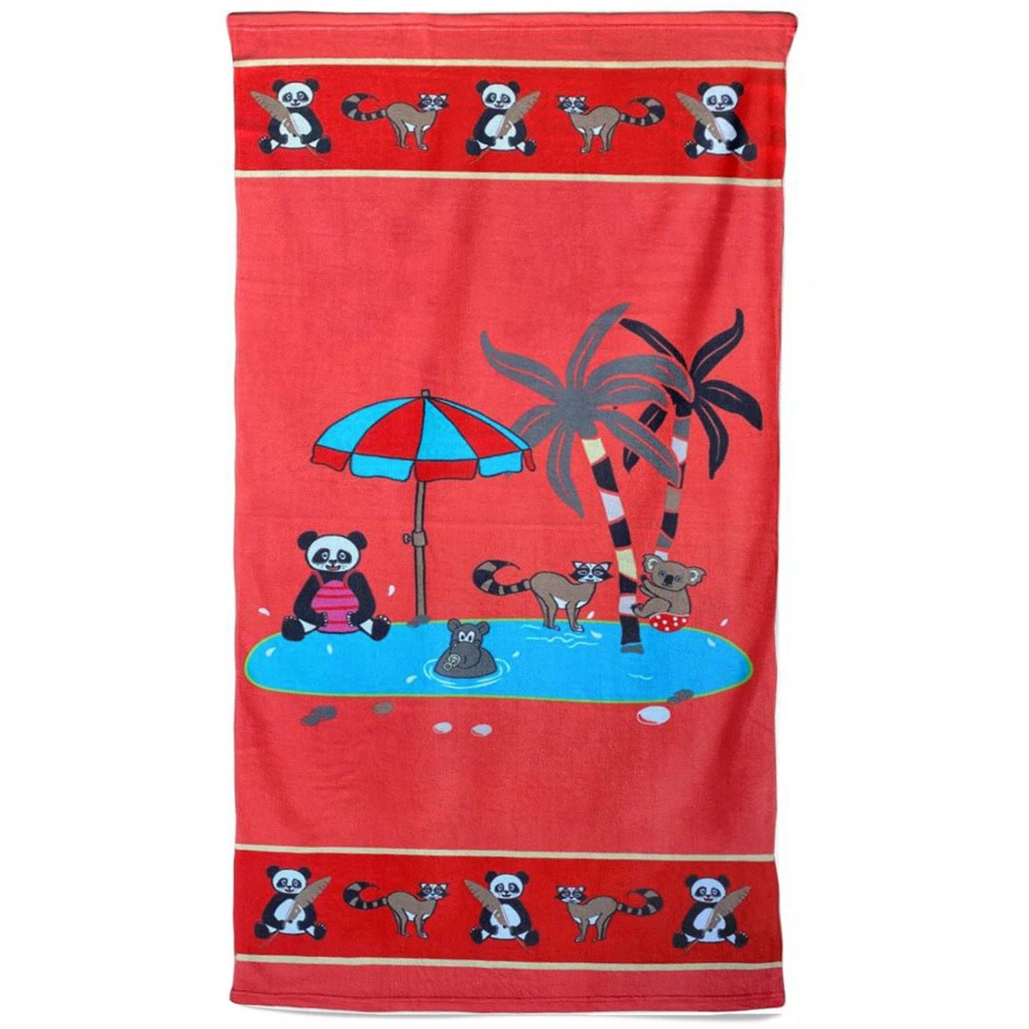 Le Comptoir Strand/badlaken voor kinderen 70 x 140 cm microvezel - Rood