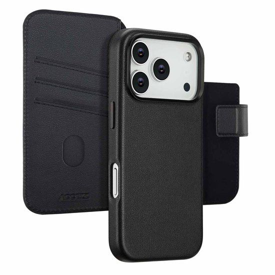 Accezz Leather Bookcase 2-in-1 met MagSafe voor de Apple iPhone 17 Pro - Onyx Black